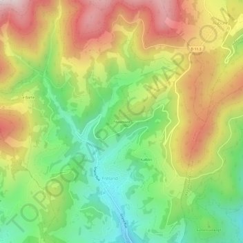 Mapa topográfico Tibremont, altitude, relevo