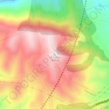 Mapa topográfico La Cocha, altitude, relevo