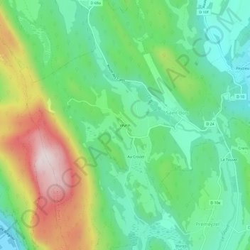 Mapa topográfico Veyrin, altitude, relevo