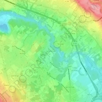 Mapa topográfico Saint-Romain, altitude, relevo