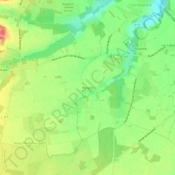 Mapa topográfico Bougnol, altitude, relevo