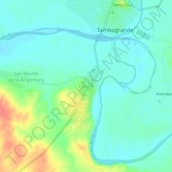 Mapa topográfico Locuto, altitude, relevo