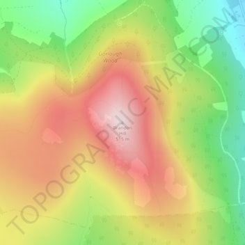 Mapa topográfico Brandon Hill, altitude, relevo