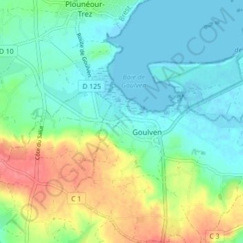 Mapa topográfico Ty Poas, altitude, relevo