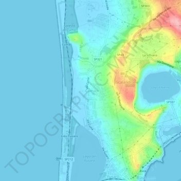 Mapa topográfico Cuma, altitude, relevo