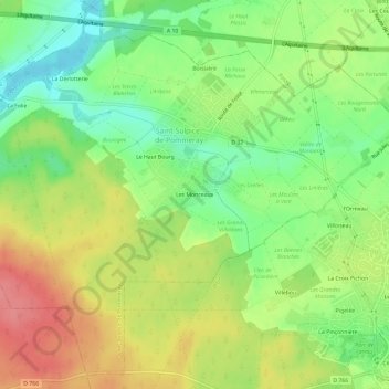 Mapa topográfico Les Monceaux, altitude, relevo
