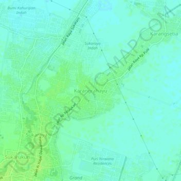Mapa topográfico Karangrahayu, altitude, relevo