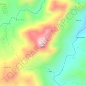 Mapa topográfico Cerro El Gallo, altitude, relevo
