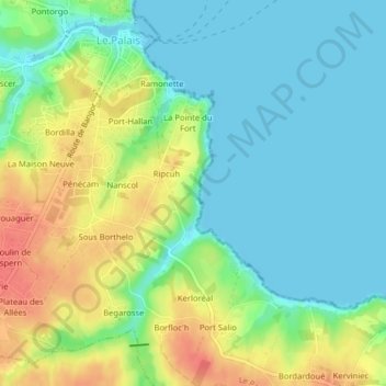 Mapa topográfico Stang Eun Datte, altitude, relevo