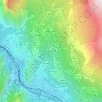 Mapa topográfico Villard-Bernon, altitude, relevo