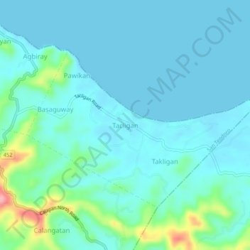 Mapa topográfico Tacligan, altitude, relevo