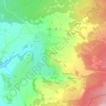 Mapa topográfico Montmeyre, altitude, relevo