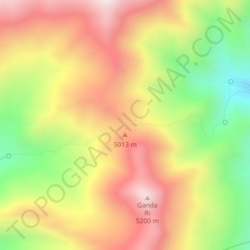 Mapa topográfico Gand La, altitude, relevo