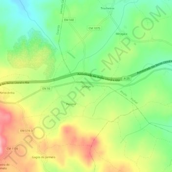 Mapa topográfico Granja, altitude, relevo