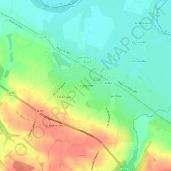 Mapa topográfico La Saulnière, altitude, relevo