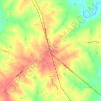 Mapa topográfico Gladys, altitude, relevo