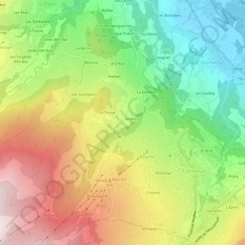 Mapa topográfico La Cote, altitude, relevo