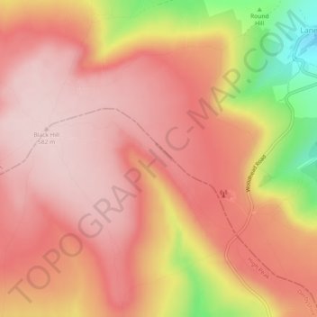 Mapa topográfico Holme Moss, altitude, relevo