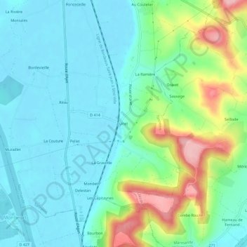 Mapa topográfico Unet, altitude, relevo