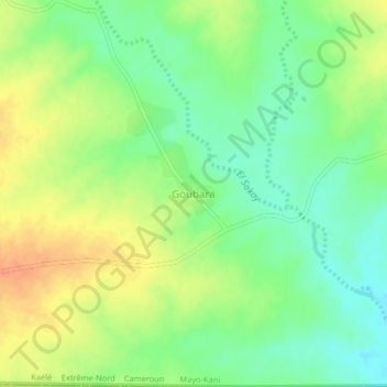 Mapa topográfico Goubara, altitude, relevo