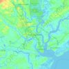 Mapa topográfico North Charleston, altitude, relevo