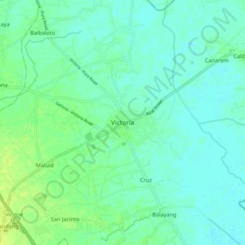 Mapa topográfico Victoria, altitude, relevo