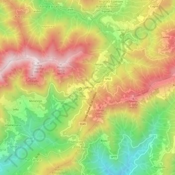 Mapa topográfico Scoffera, altitude, relevo