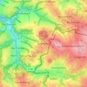Mapa topográfico Eulenberg, altitude, relevo