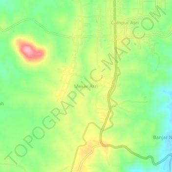 Mapa topográfico Mekar Asri, altitude, relevo