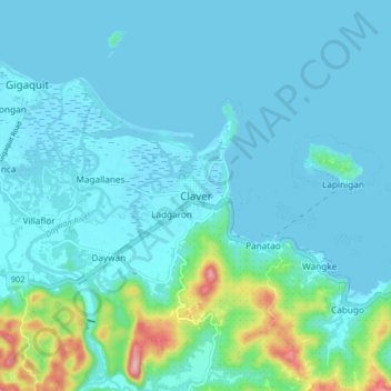 Mapa topográfico Claver, altitude, relevo
