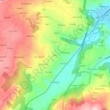 Mapa topográfico Vilei, altitude, relevo