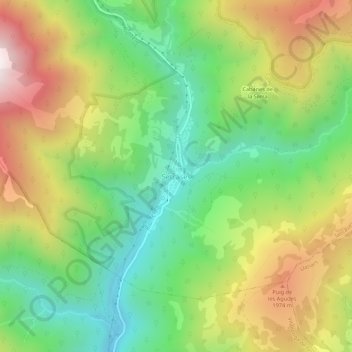 Mapa topográfico Setcases, altitude, relevo