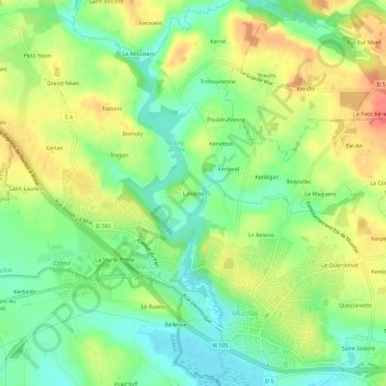 Mapa topográfico Laluisso, altitude, relevo