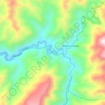 Mapa topográfico El Tarra, altitude, relevo