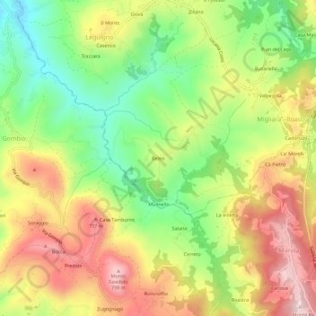 Mapa topográfico Beleo, altitude, relevo