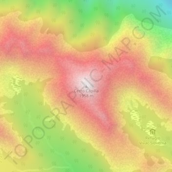 Mapa topográfico Cerro Capilla, altitude, relevo