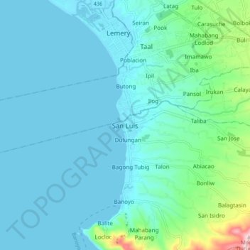 Mapa topográfico San Luis, altitude, relevo