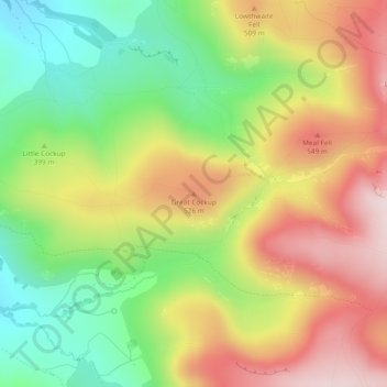 Mapa topográfico Great Cockup, altitude, relevo
