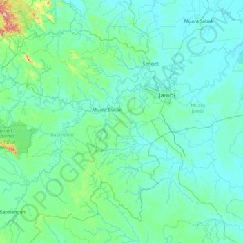 Mapa topográfico Bajubang, altitude, relevo