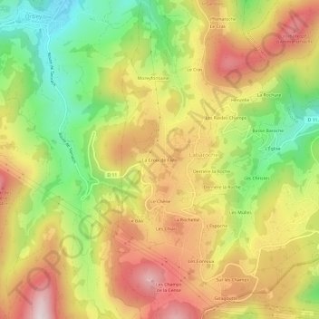 Mapa topográfico La Croix de Faîte, altitude, relevo