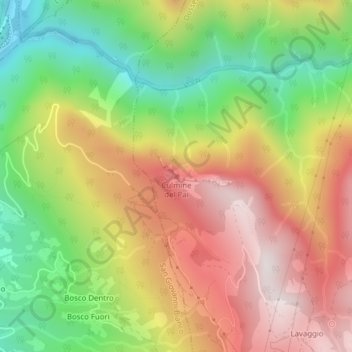 Mapa topográfico Culmine del Pai, altitude, relevo