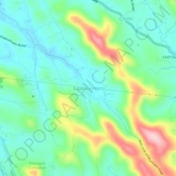 Mapa topográfico Edakkunnam, altitude, relevo