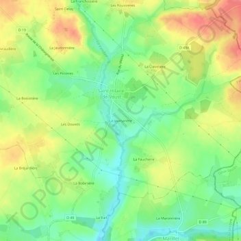 Mapa topográfico La Jaumarière, altitude, relevo