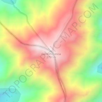 Mapa topográfico Cerro Provincia, altitude, relevo