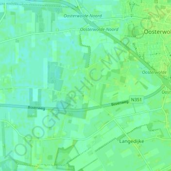 Mapa topográfico Hoog-Duurswoude, altitude, relevo