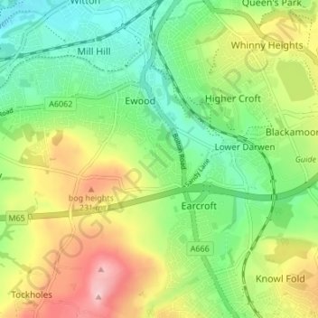 Mapa topográfico Oakdale, altitude, relevo