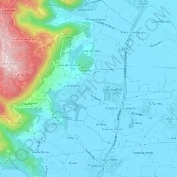 Mapa topográfico Villa Clementi, altitude, relevo