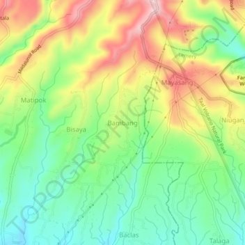 Mapa topográfico Bambang, altitude, relevo