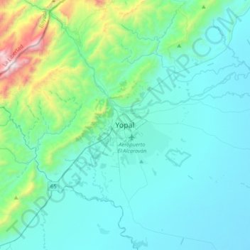 Mapa topográfico Yopal, altitude, relevo