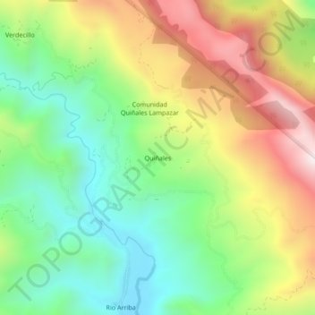 Mapa topográfico Quiñales, altitude, relevo